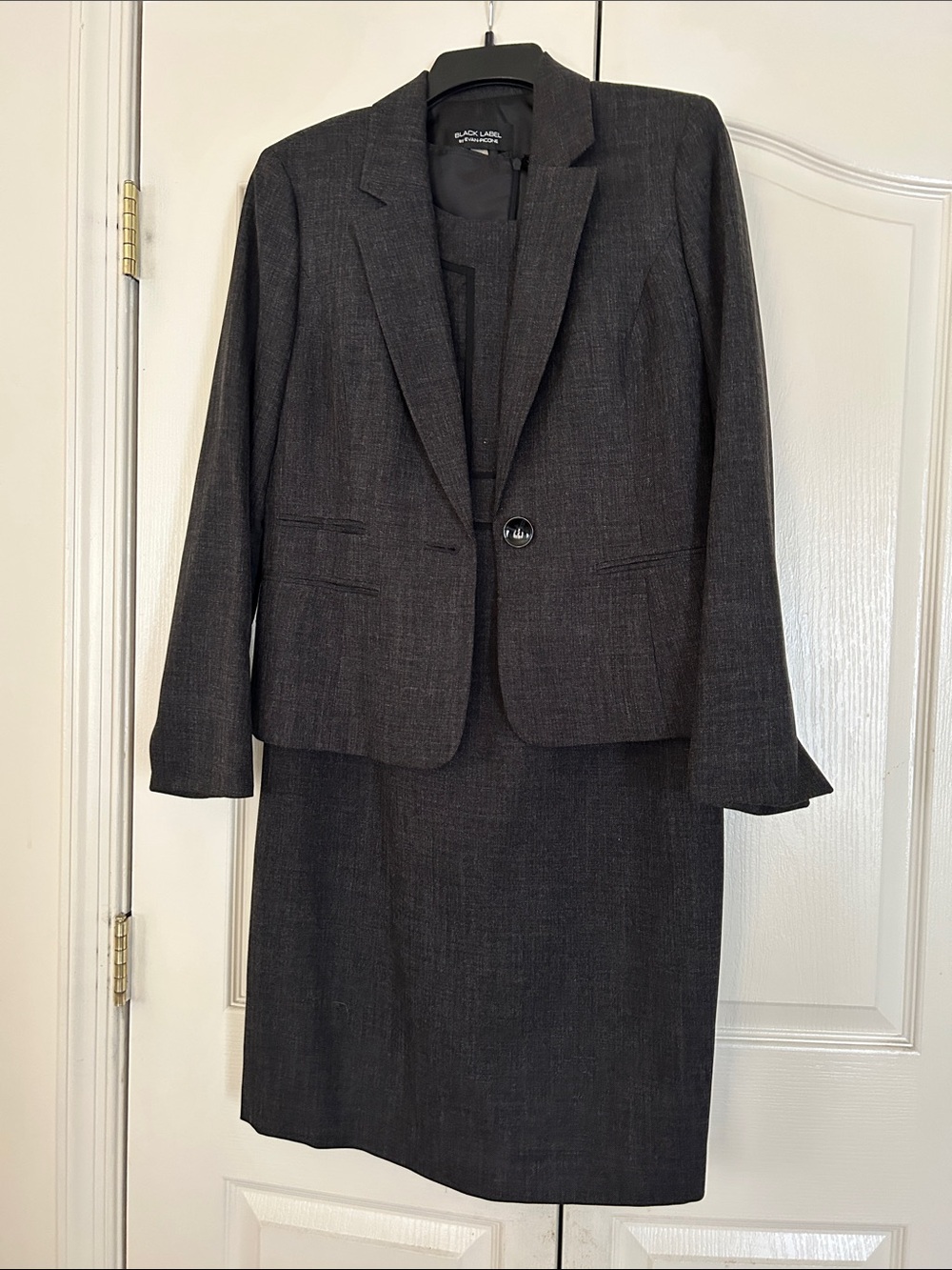 Black Label Charcoal Gray Women's Skirt Suit - Tailored Blazer & Pencil Skirt
